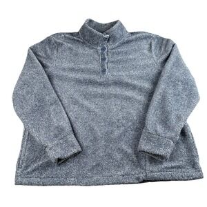 Eddie Bauer Women's XL Blue Marled Fleece Pullover Mock Neck Cozy Sweater